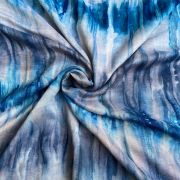 Sky Blue & Navy Blue Tie-Dye Crepe Silk Fabric