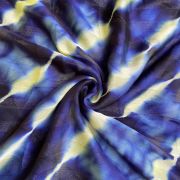 Navy Blue Shibori Tie-Dye Chiffon Fabric with Zari Detail