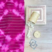 Rani Pink Shibori Tie-Dye Chiffon Fabric with Shimmer Zari Detail