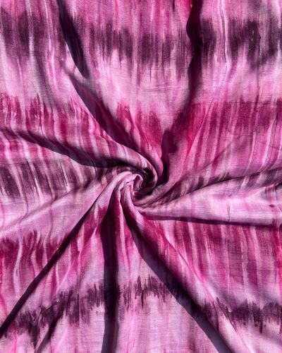 Purple Pink Shibori Tie-Dye Crepe Silk Fabric