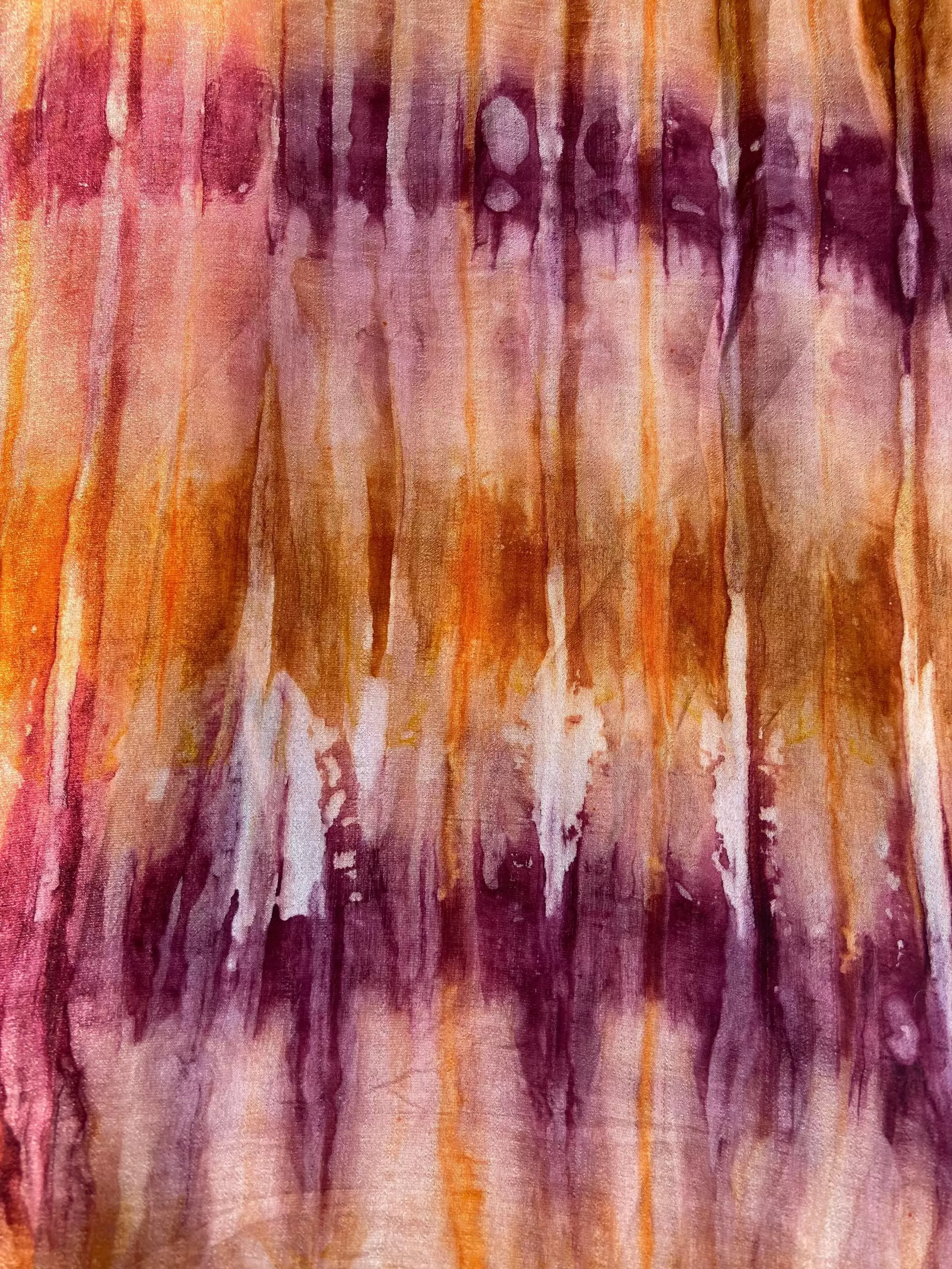 Orange Wine Tie-Dye Crepe Silk Fabric