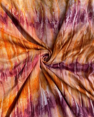 Orange Wine Tie-Dye Crepe Silk Fabric