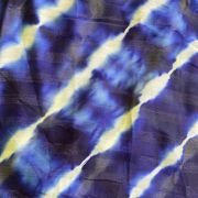 Navy Blue Shibori Tie-Dye Chiffon Fabric with Zari Detail