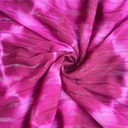 Rani Pink Shibori Tie-Dye Chiffon Fabric with Shimmer Zari Detail