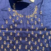 Buti Design Zardozi Gota Hand Embroidery on Navy Blue Unstitched Blouse Piece