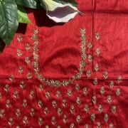 Buti Design Zardozi & Gota Hand Embroidery on Maroon Unstitched Blouse Piece