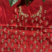 Buti Design Zardozi & Gota Hand Embroidery on Maroon Unstitched Blouse Piece