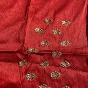 Buti Design Zardozi & Gota Hand Embroidery on Maroon Unstitched Blouse Piece