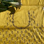 Buti Design Zardozi & Gota Hand embroidery on mustard yellow unstitched blouse