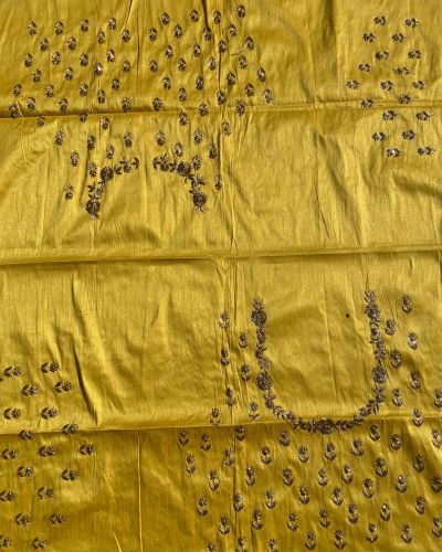 Buti Design Zardozi & Gota Hand embroidery on mustard yellow unstitched blouse