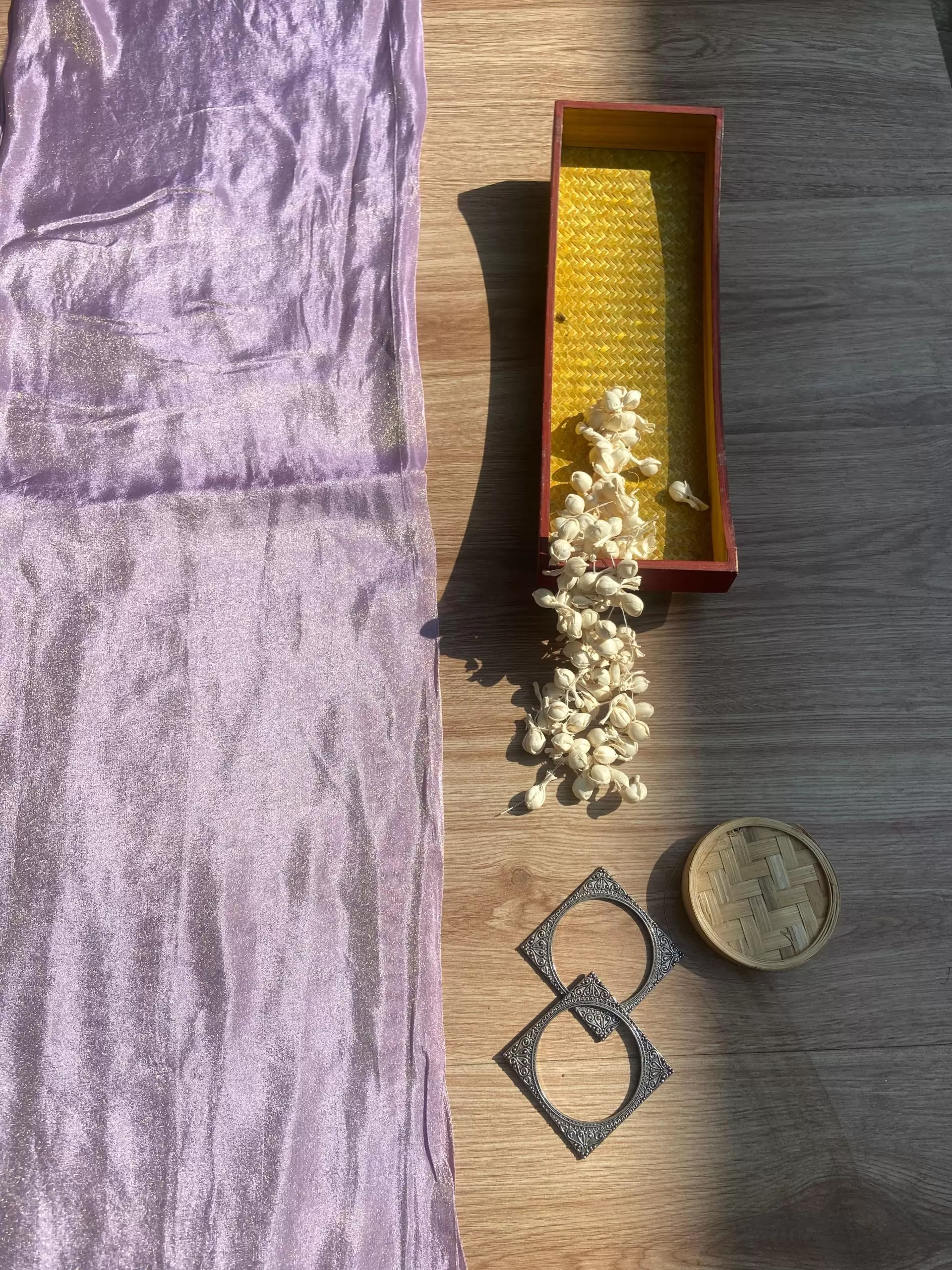 Mauve Lavender Purple Cosmos Tissue Silk Fabric