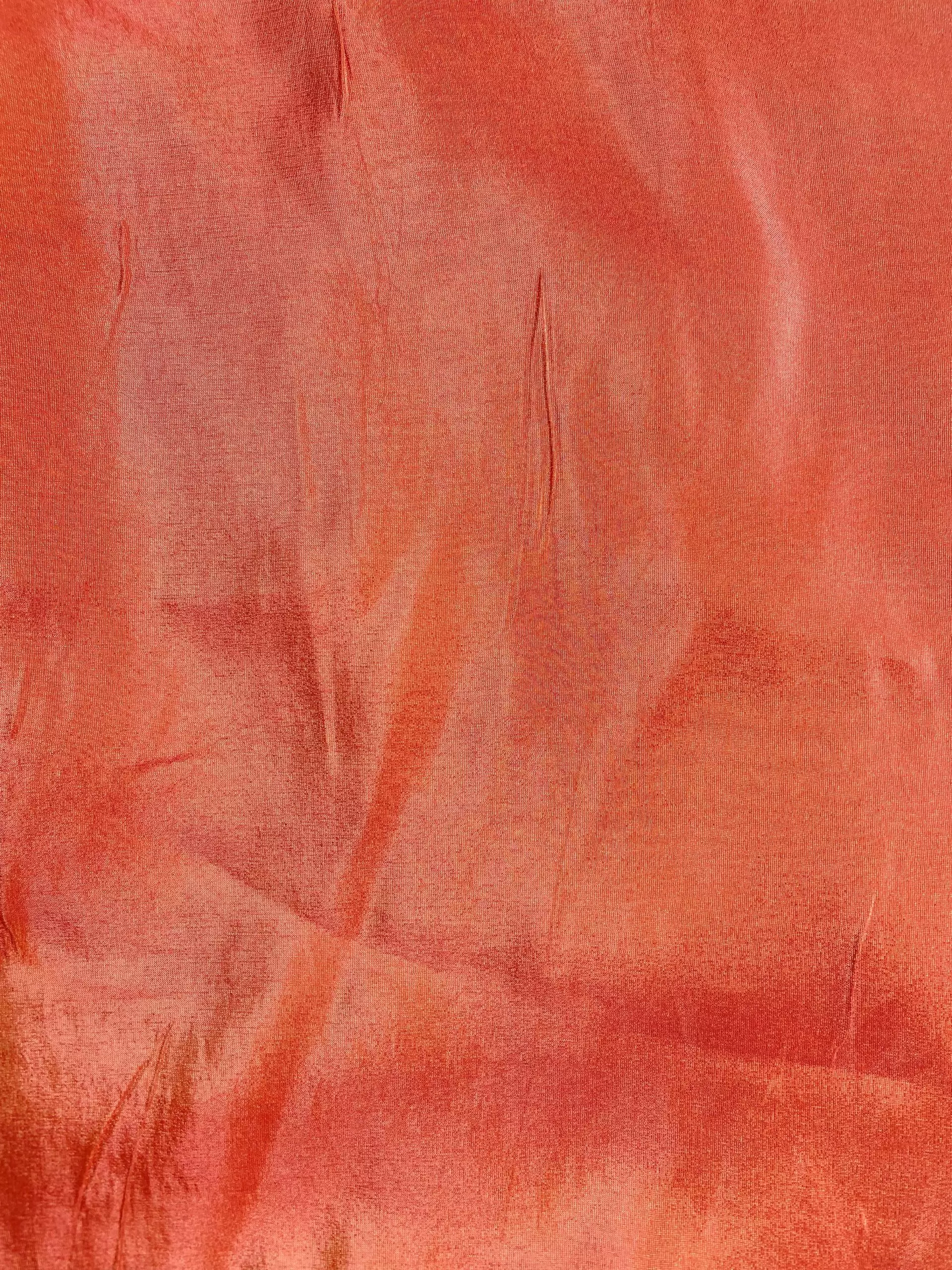 Orange plain cosmos tissue silk fabric