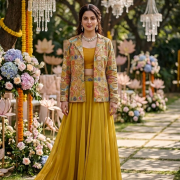 Crop Top and Sharara With Jacket