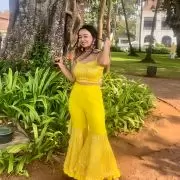 Yellow Crop Top and Sharara Set with Choker Dupatta