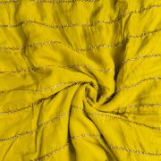 Hand embroidery in Stripe Pattern Mustard Pure Organza Fabric