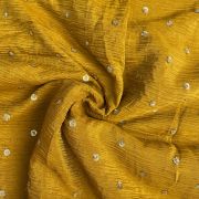 Pure Crush Tissue Fabric in Mustered yellow with buti all over