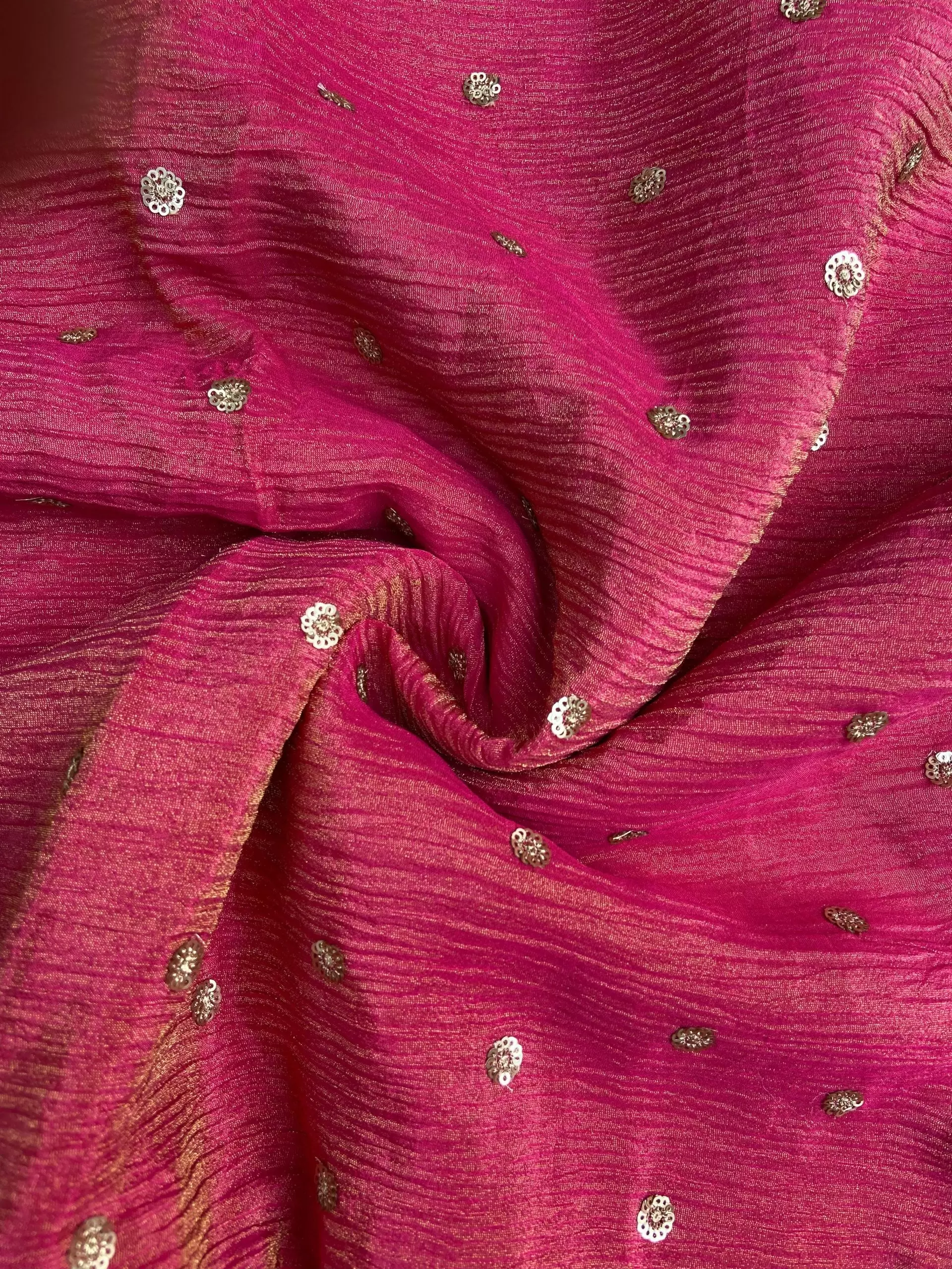 Pure Crush Tissue Fabric in Pink with Buti All Over