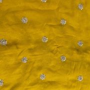 Yellow Georgette Fabric with Handwork Buti Design