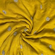 Yellow Georgette Fabric with Handwork Buti Design