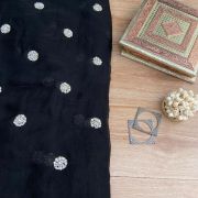 Black Georgette Fabric with Handwork Buti Design