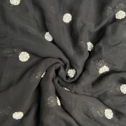 Black Georgette Fabric with Handwork Buti Design