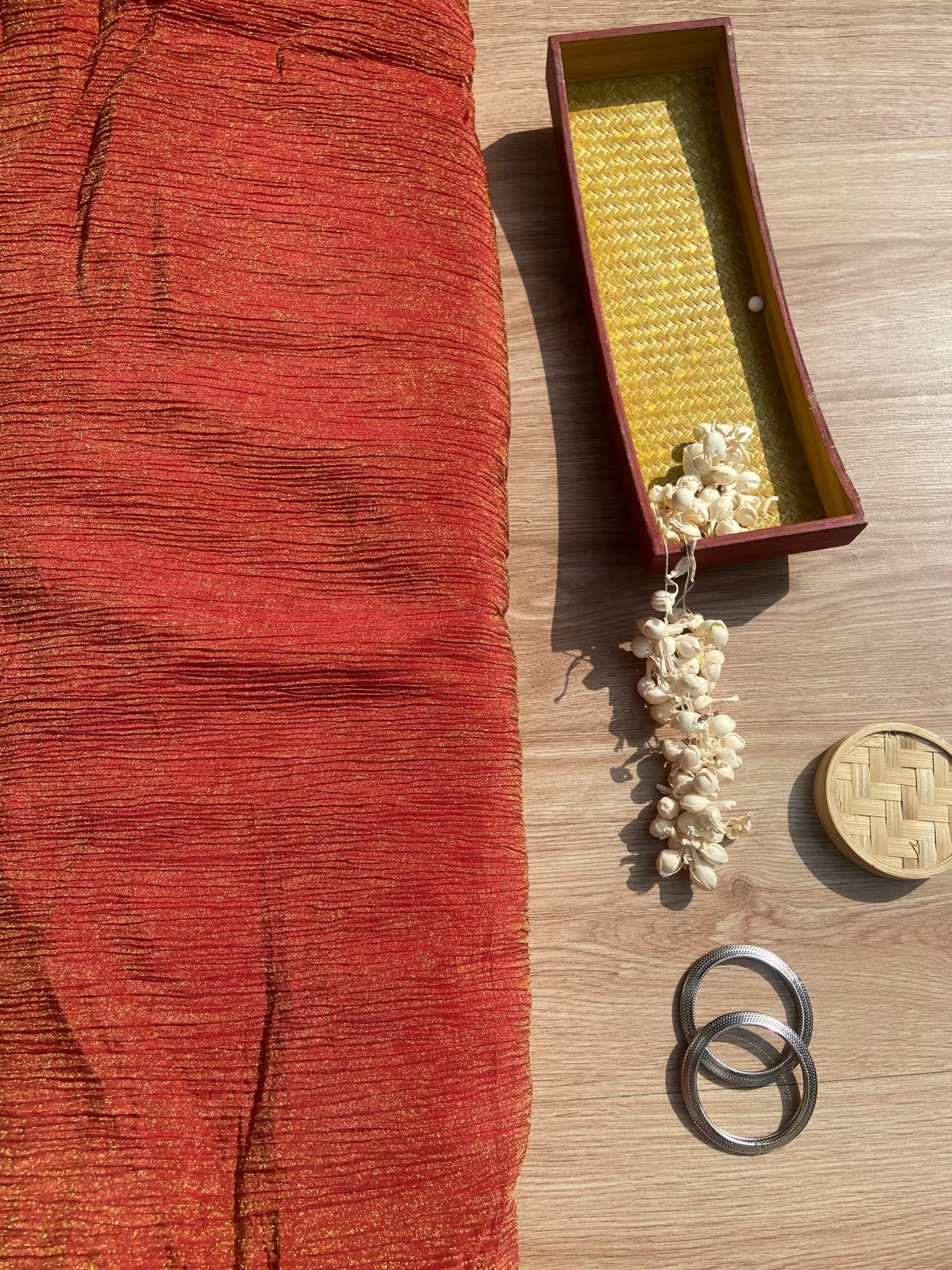 Pure Crush Tissue Fabric in Brick Red