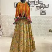 Haldi Leheariya Latkan Blouse With Heavy Embroidered Skirt