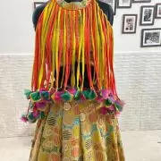 Haldi Leheariya Latkan Blouse With Heavy Embroidered Skirt