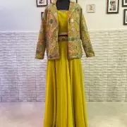 Crop Top and Sharara With Jacket