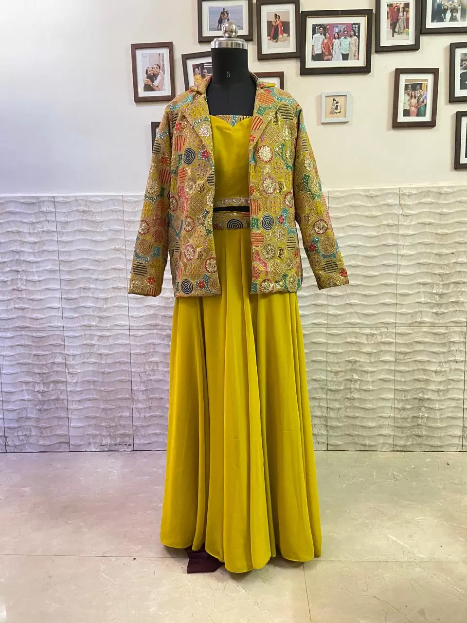 Crop Top and Sharara With Jacket