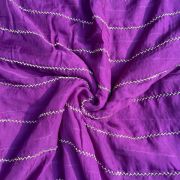 Hand embroidery in stripe pattern purple pure organza fabric