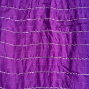 Hand embroidery in stripe pattern purple pure organza fabric