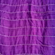 Hand embroidery in stripe pattern purple pure organza fabric
