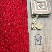 Red tone on tone chikankari Embroidered Pure Georgette fabric