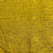 Yellow tone on tone chikankari embroidered Pure mysore silk fabric