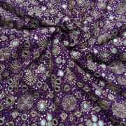 Purple Pure Georgette Fabric with Heavy ,Golden Sequin & Mirror Embroidery