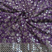 Purple Pure Georgette Fabric with Heavy ,Golden Sequin & Mirror Embroidery