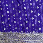 Royal Blue Dola silk Banarasi Fabric with heavy embroidered border