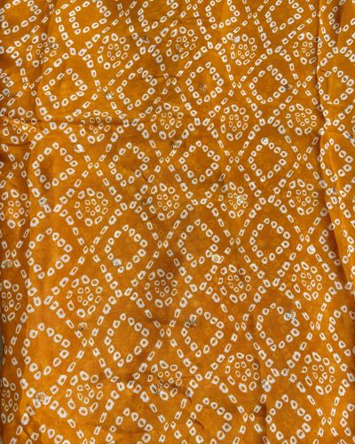 Bandhej Print in Dark Mustard Yellow Pure Crape On Buti Fabric