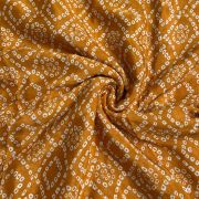 Bandhej Print in Dark Mustard Yellow Pure Crape On Buti Fabric