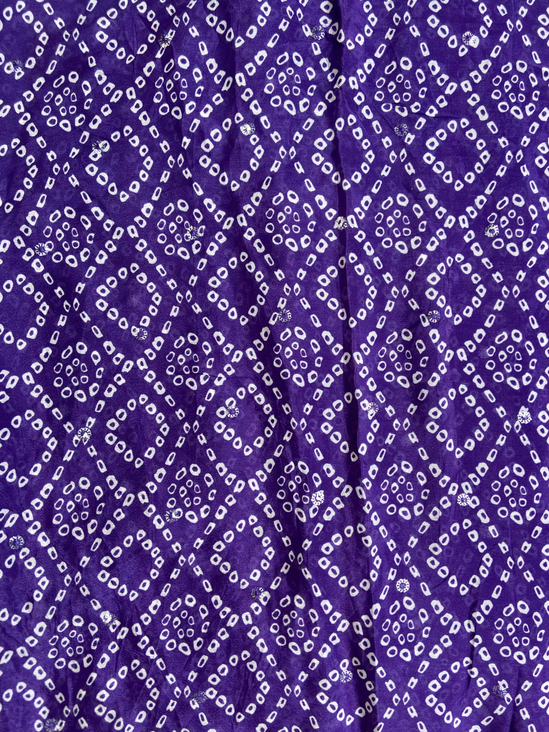 Bandhej Print in purple Pure Crape On Buti Fabric