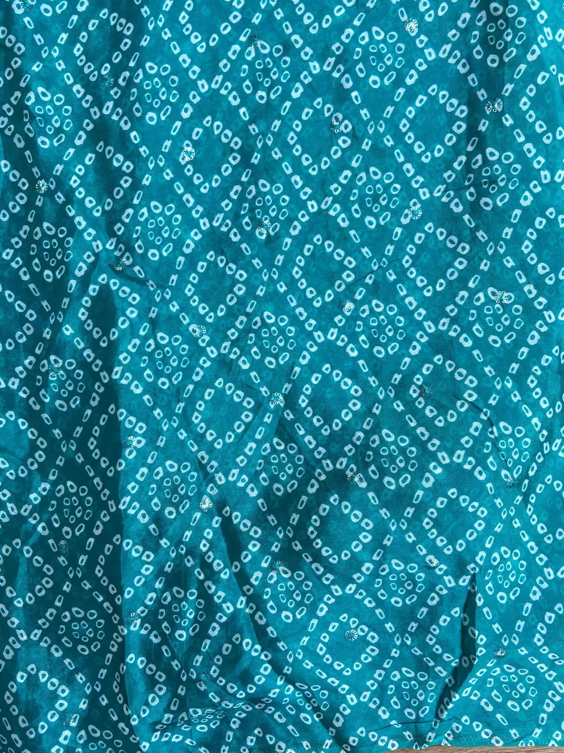 Bandhej Print in Sky Blue Pure Crape On Buti Fabric
