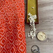 Bandhej Print in Orange Pure Crepe On Buti Fabric