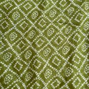 Bandhej Print in Oliver Green Pure Crape On Buti Fabric