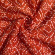 Bandhej Print in Orange Pure Crepe On Buti Fabric