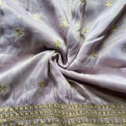 purple pure cosmos tissue silk fabric Buti Work With Hevy Zari and Sequin Embroidery Border