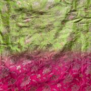 Neon Green to Pink Ombre Shaded With heavy floral Printed Tissue Silk Fabric