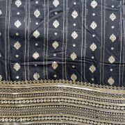 Black Dola silk Banarasi Fabric with heavy embroidered border