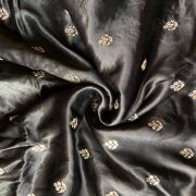 Black Pure Gaji Silk Fabric On Buti Zari Embroidery