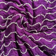 Purple Pure Chinon Fabric with pearl Hand Embroidery and Zig Zag Pattern